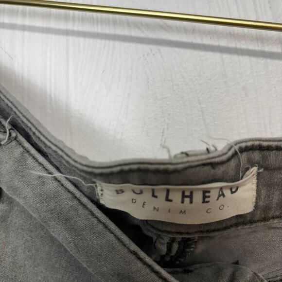 Bullhead Denim Jean Shorts Super Stretch Shorty Gray Dark Wash Cuffed Womens 29 - Picture 5 of 7